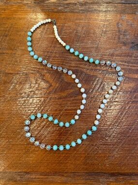 Elegant Turquoise & White Beaded Necklace